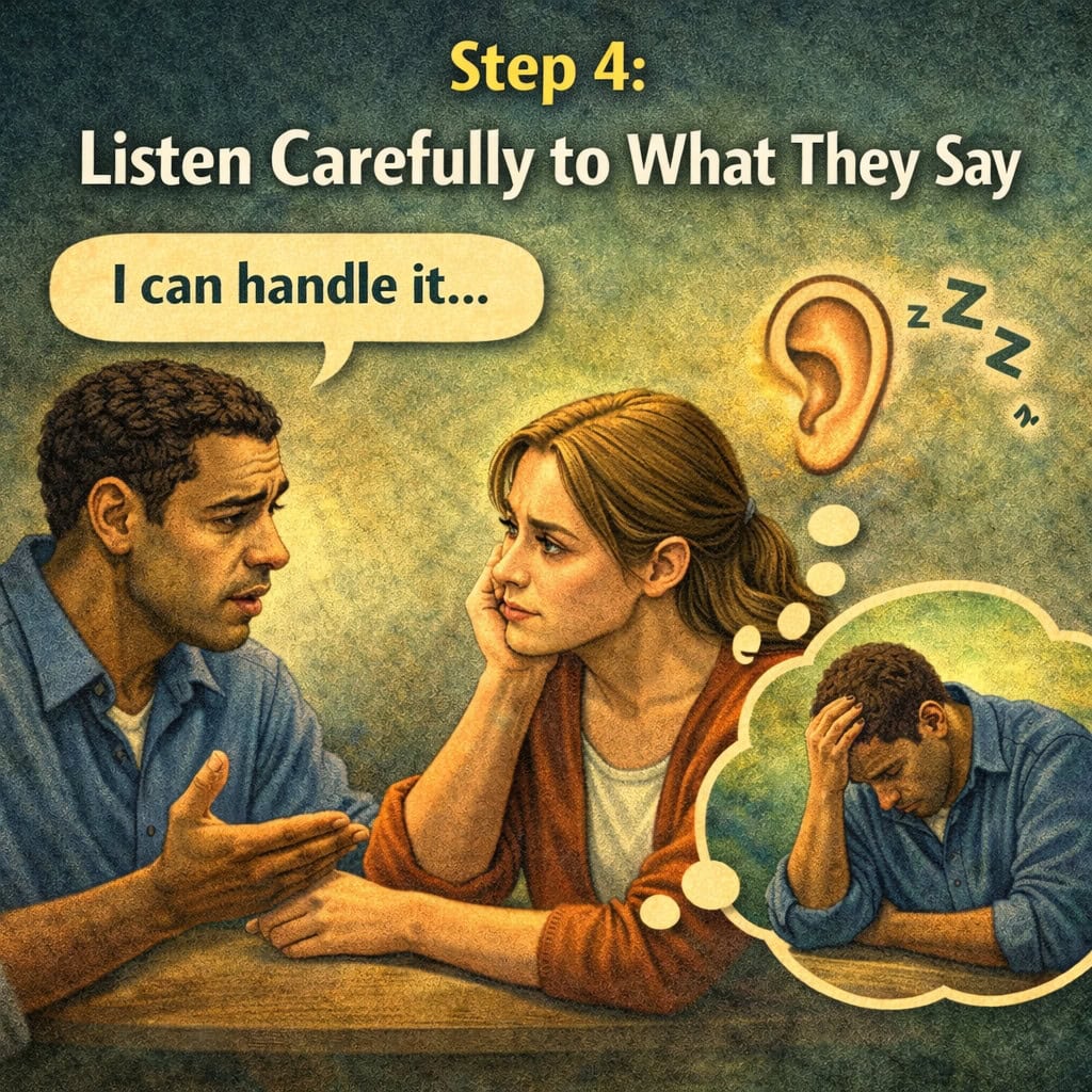 A woman listening to a man with a gambling problem illustrating how to help someone with a gambling problem