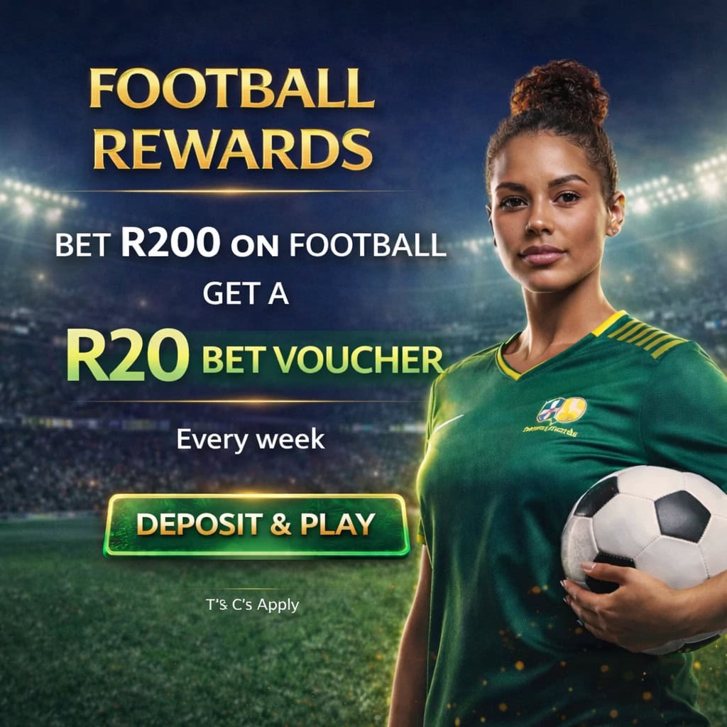 MBET soccer voucher promo featuring a lady holding a soccerball in a stadium