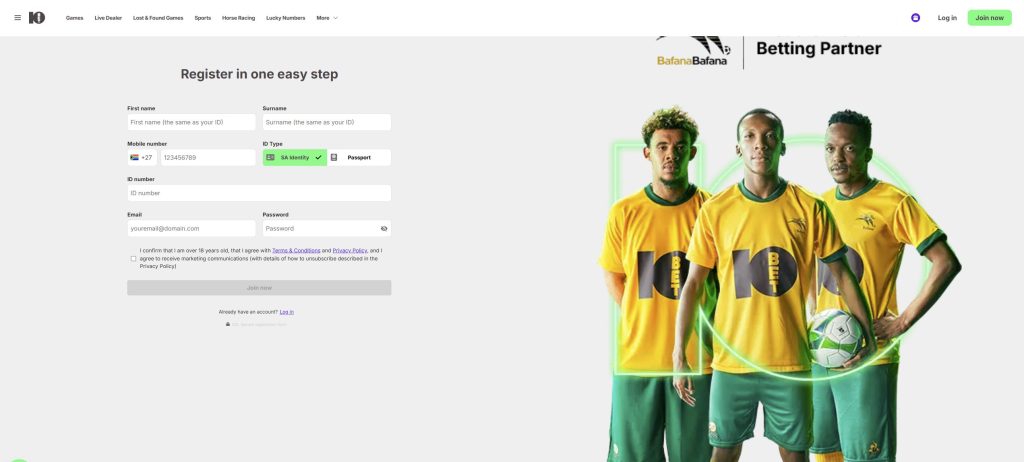 10bet registration form south africa