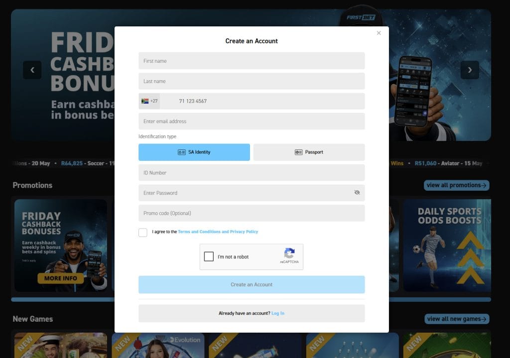 FirstBet South Africa review registration showcase