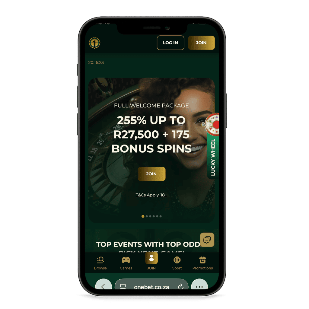 Onebet South Africa mobile view