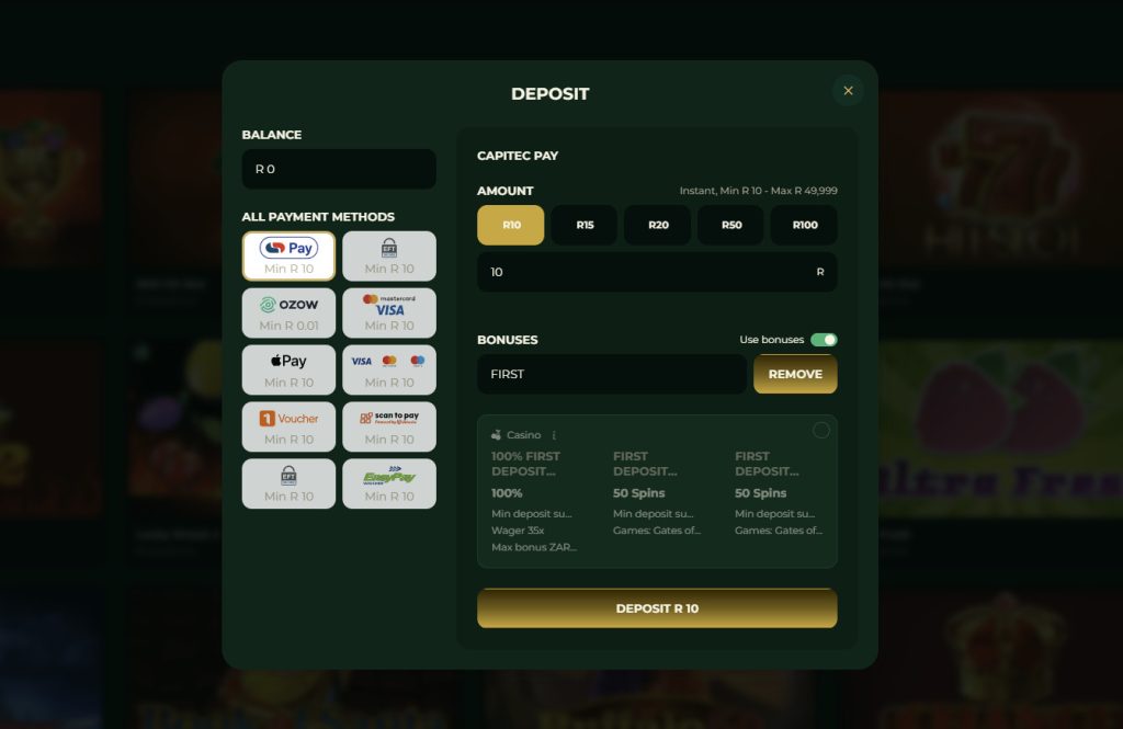 onebet south africa review  payment methods example