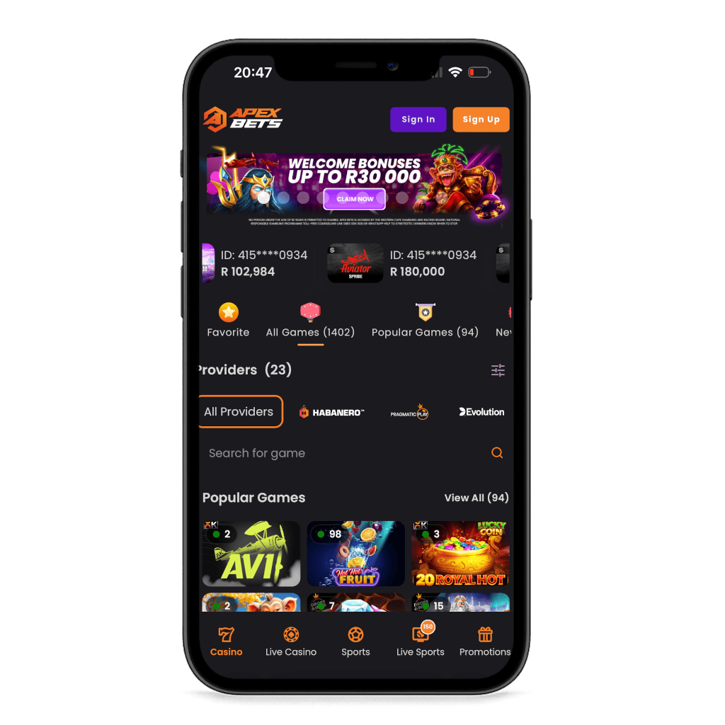 Apexbets south africa mobile view