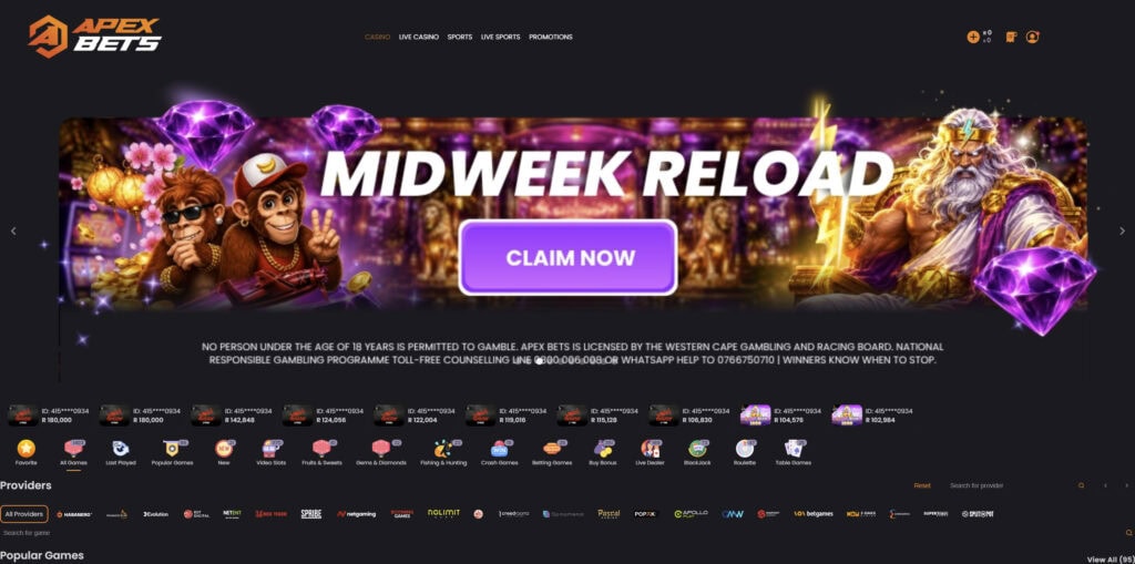 apexbets south africa review home page showcase