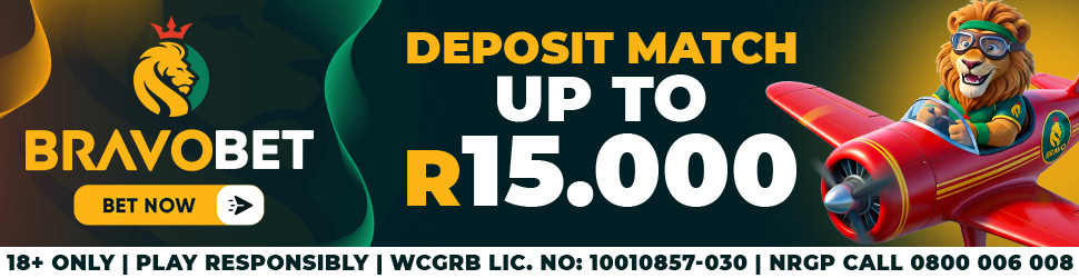 Bravobet South Africa banner with deposit match up to R15000