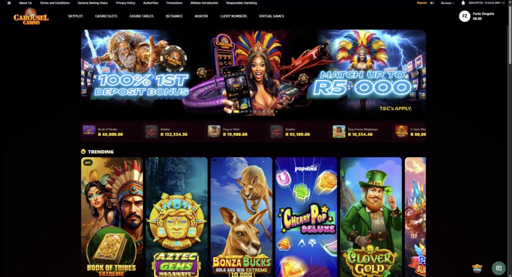 Carousel South Africa home page preview