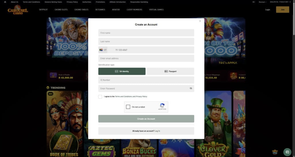 Carousel South Africa registration form review