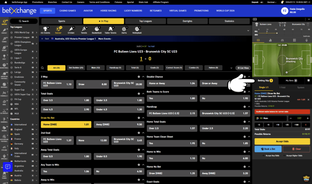 how to place a live bet step 4 add you selection to the bet slip
