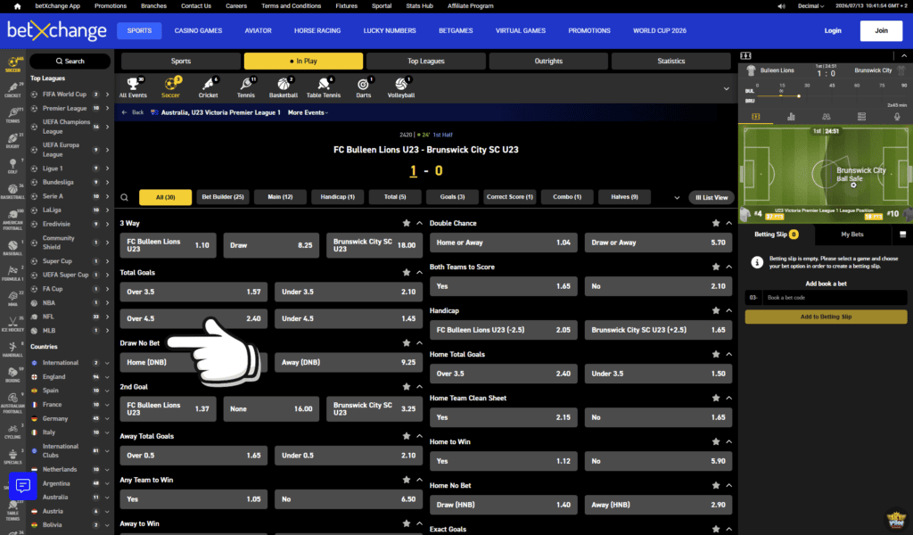 how to place a live bet step 3 choose a betting market