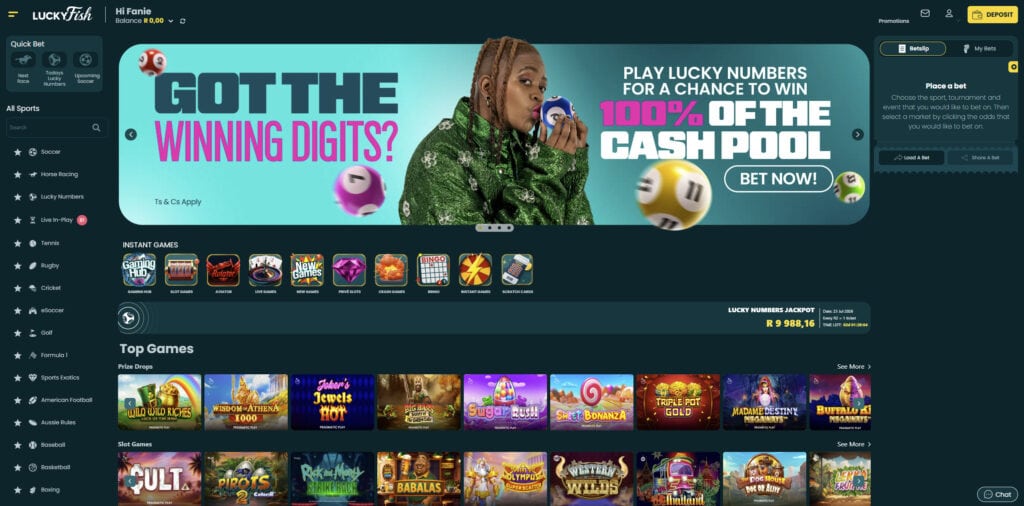 LuckyFish South Africa desktop view preview