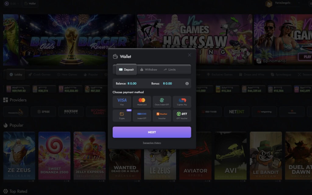 Playcoza South Africa review deposits showcase