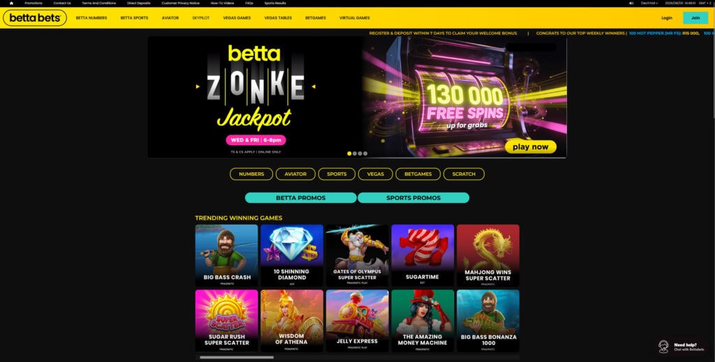 Bettabets South Africa review homepage preview