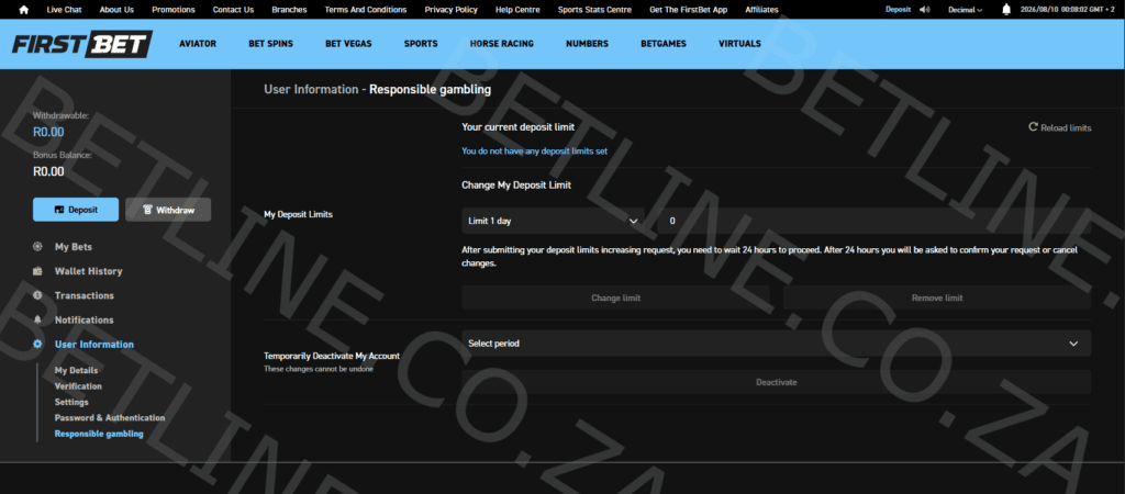 FirstBet South Africa responsible gambling controls preview