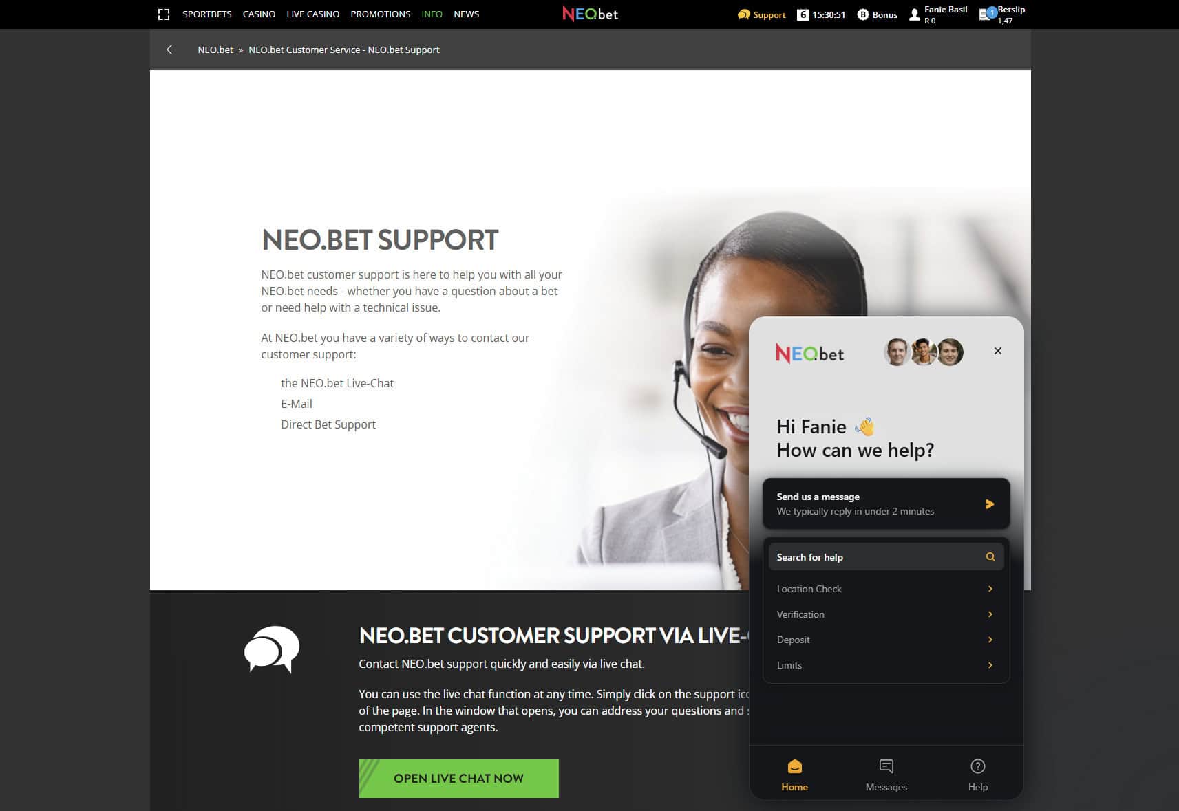 NEObet South Africa customer support preview