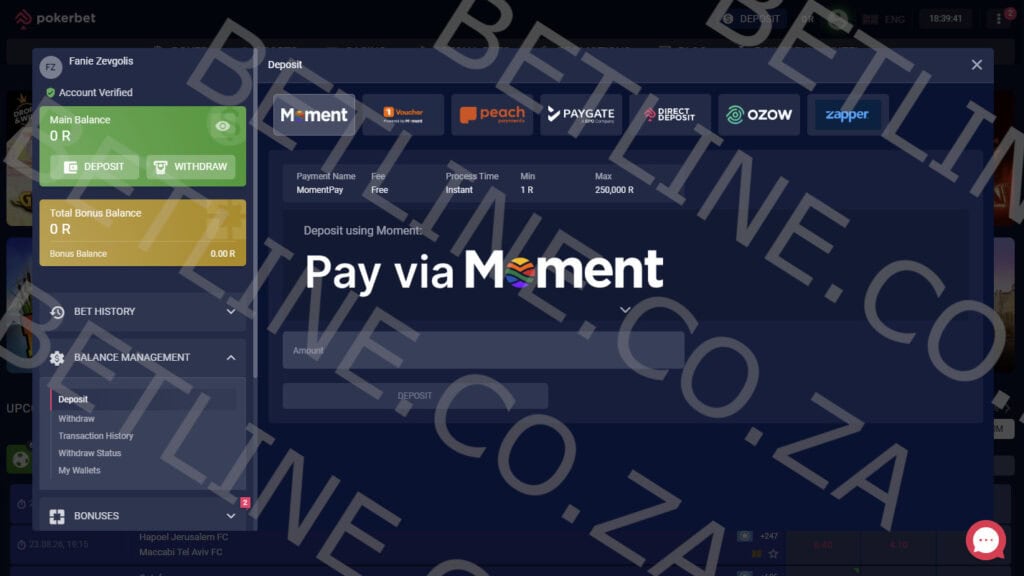 Pokerbet South Africa deposit methods preview