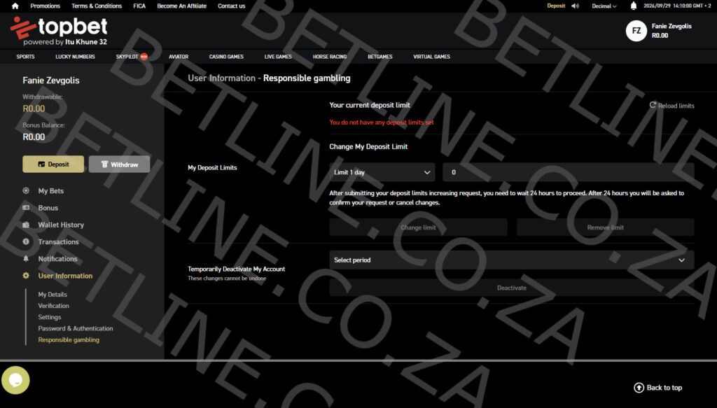 Topbet responsible gambling controls preview