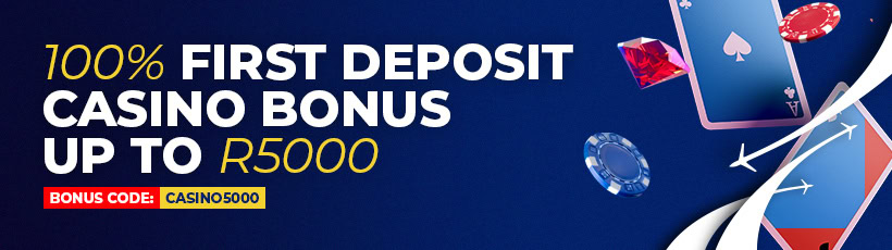 BetJets South Africa banner casino welcome bonus R5000 match