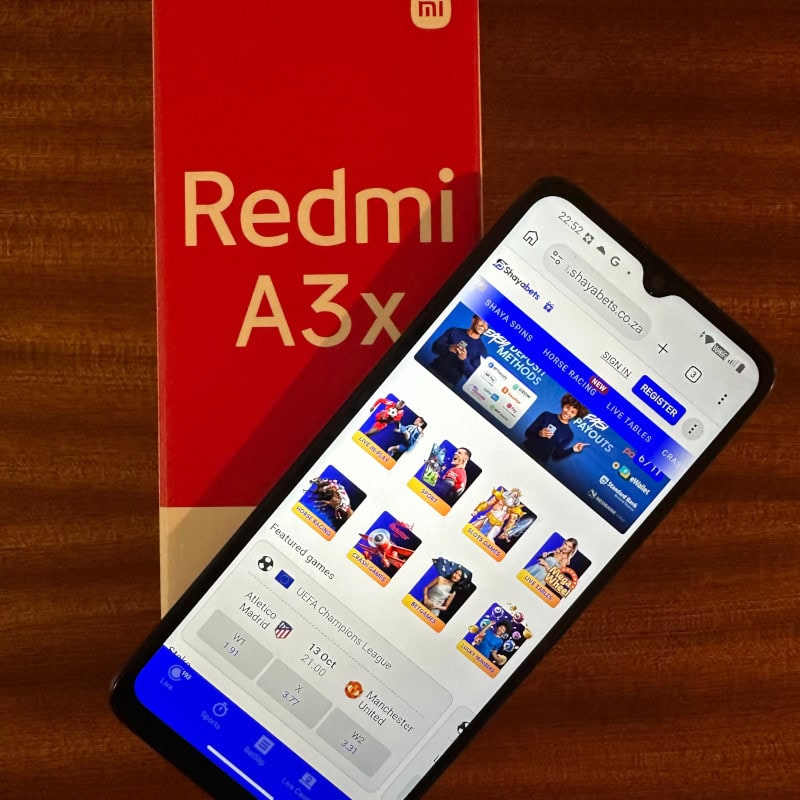 Shayabets South Africa Betline mobile performance test with Xiaomi Redmi A3x phone
