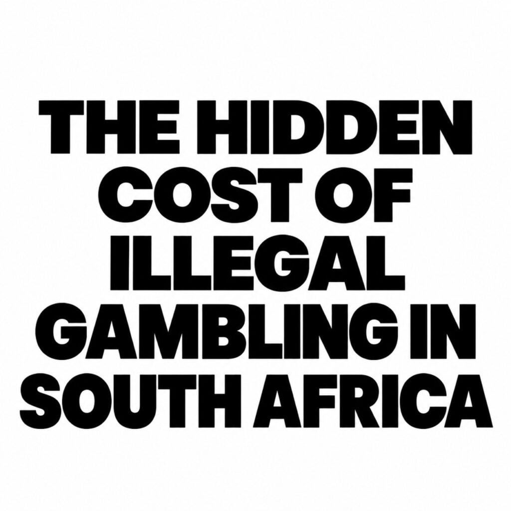 Image with text that reads the hidden cost of illegal gambling capitalised